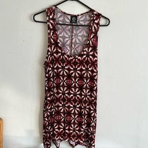 Bobeau brown print tunic top